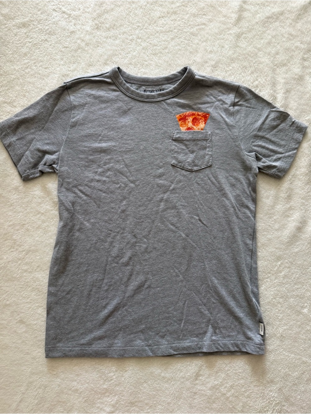 J. Crew Factory Gray Short-Sleeve Tee with Pizza Pocket graphic